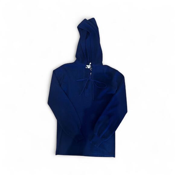 Vintage 1970s Blue Yves Saint Laurent Rive Gauche Hooded Sweater - Picture 5 of 7